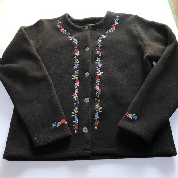 L.L Bean embroidered button Polartec fleece jacket - Picture 1 of 6